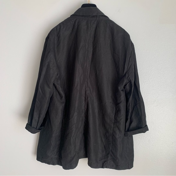 Eileen Fisher Tencel Organic Linen Slub blazer Jacket black large petite - Picture 3 of 8